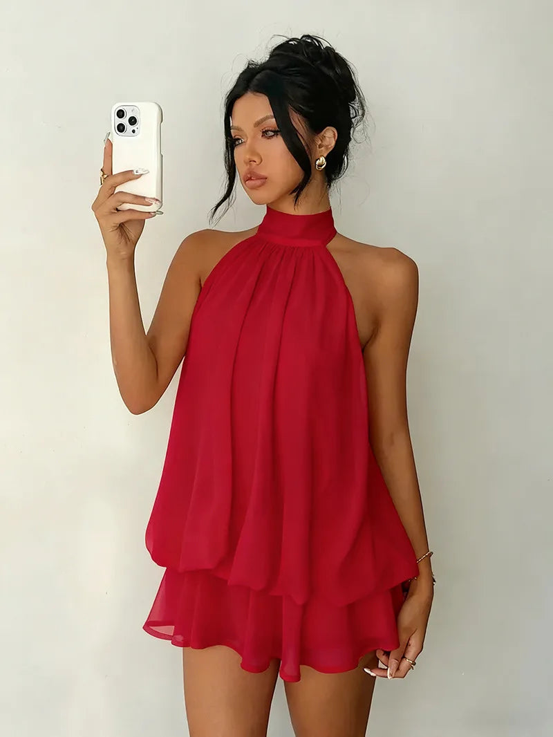 Elegant Women's A-line Beachwear Dress in Polyester
