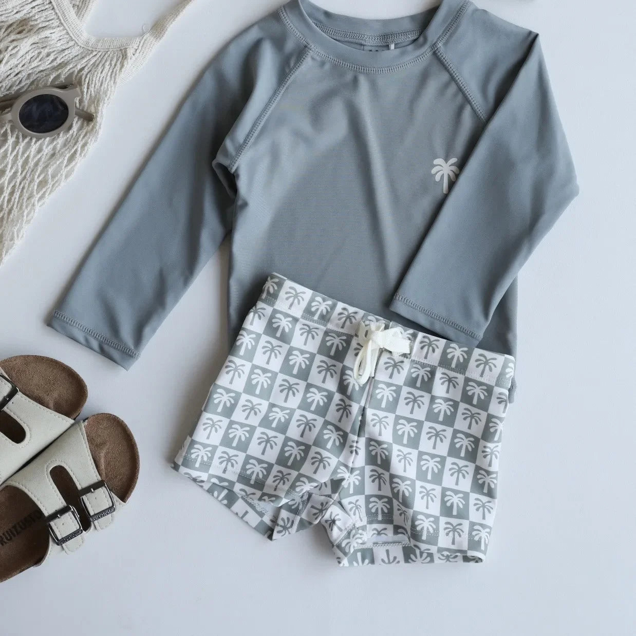 Boys Long Sleeve Swimwear Set for Summer Vacation Beach