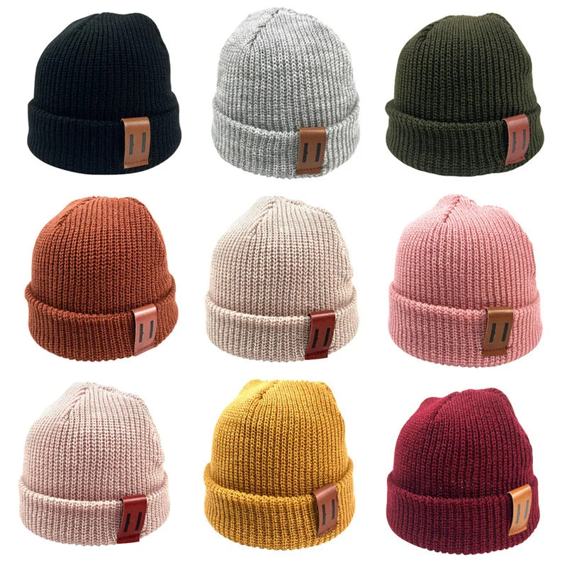 Acrylic Knit Baby Beanie Cap for Unisex 1-4 Years