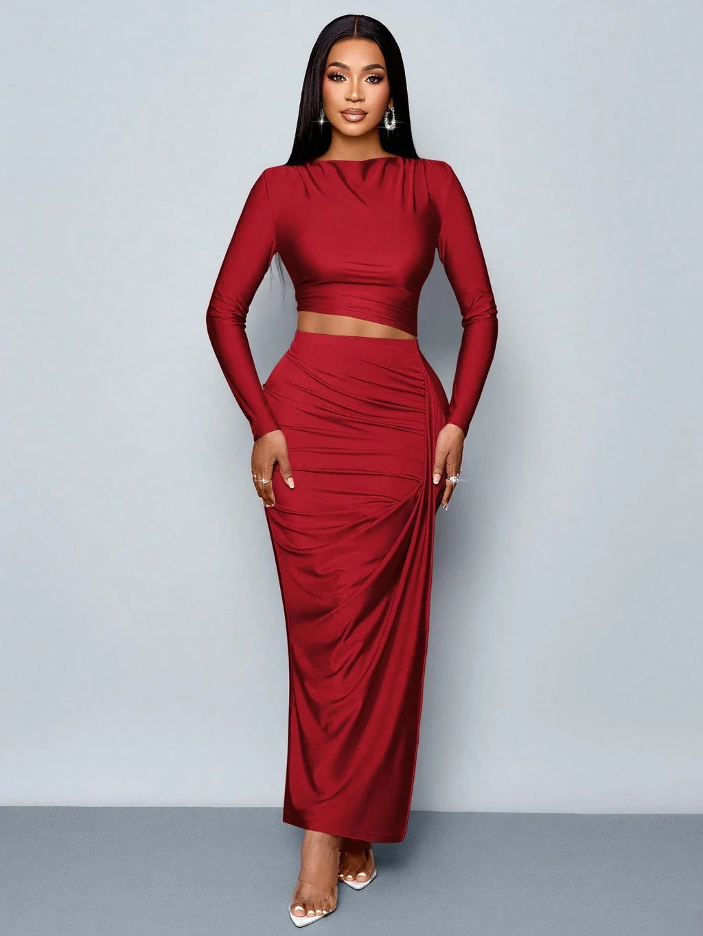 Asymmetric Collar Two-piece Set for Elegant Women
