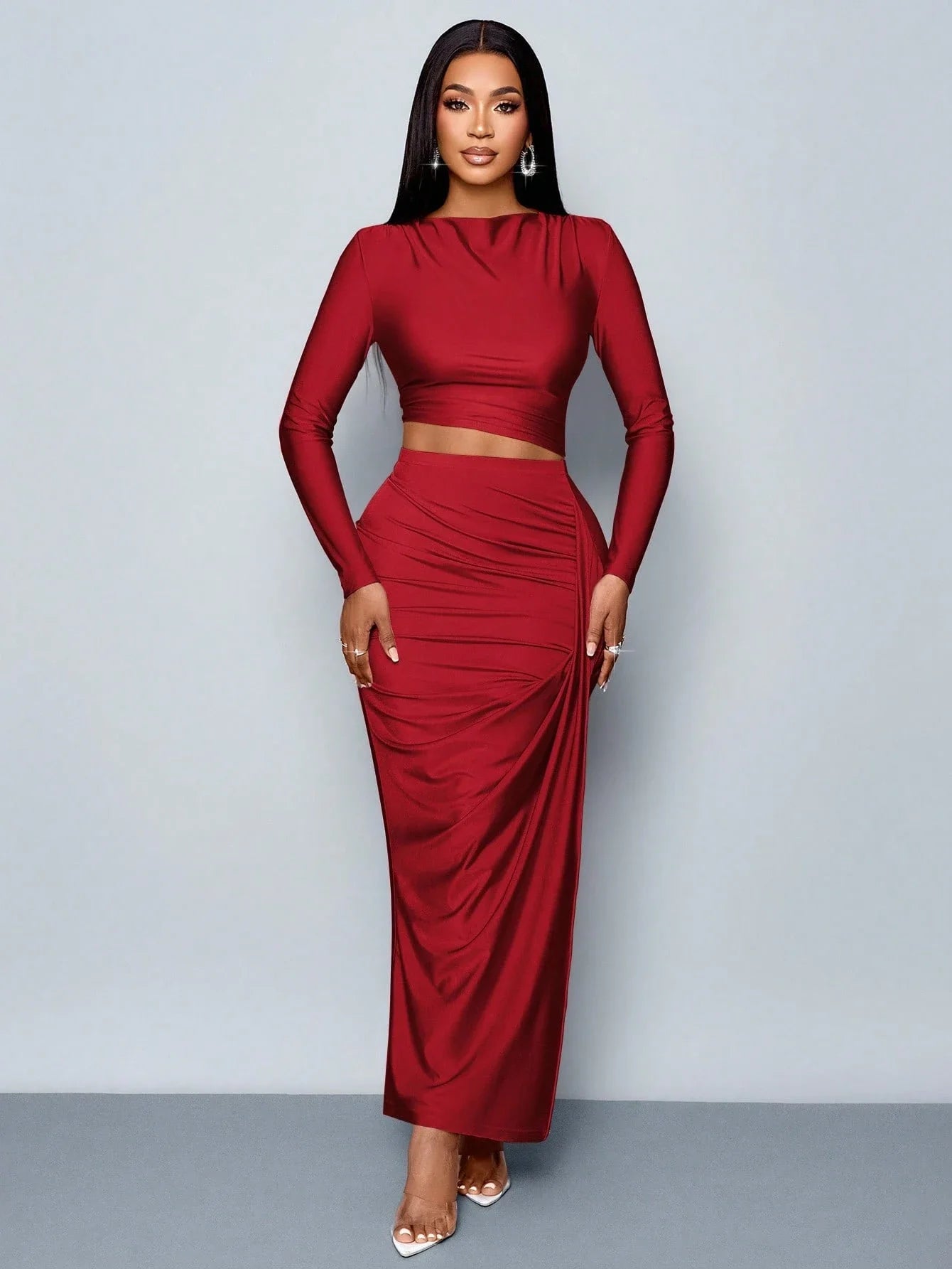 Asymmetric Collar Two-piece Set for Elegant Women