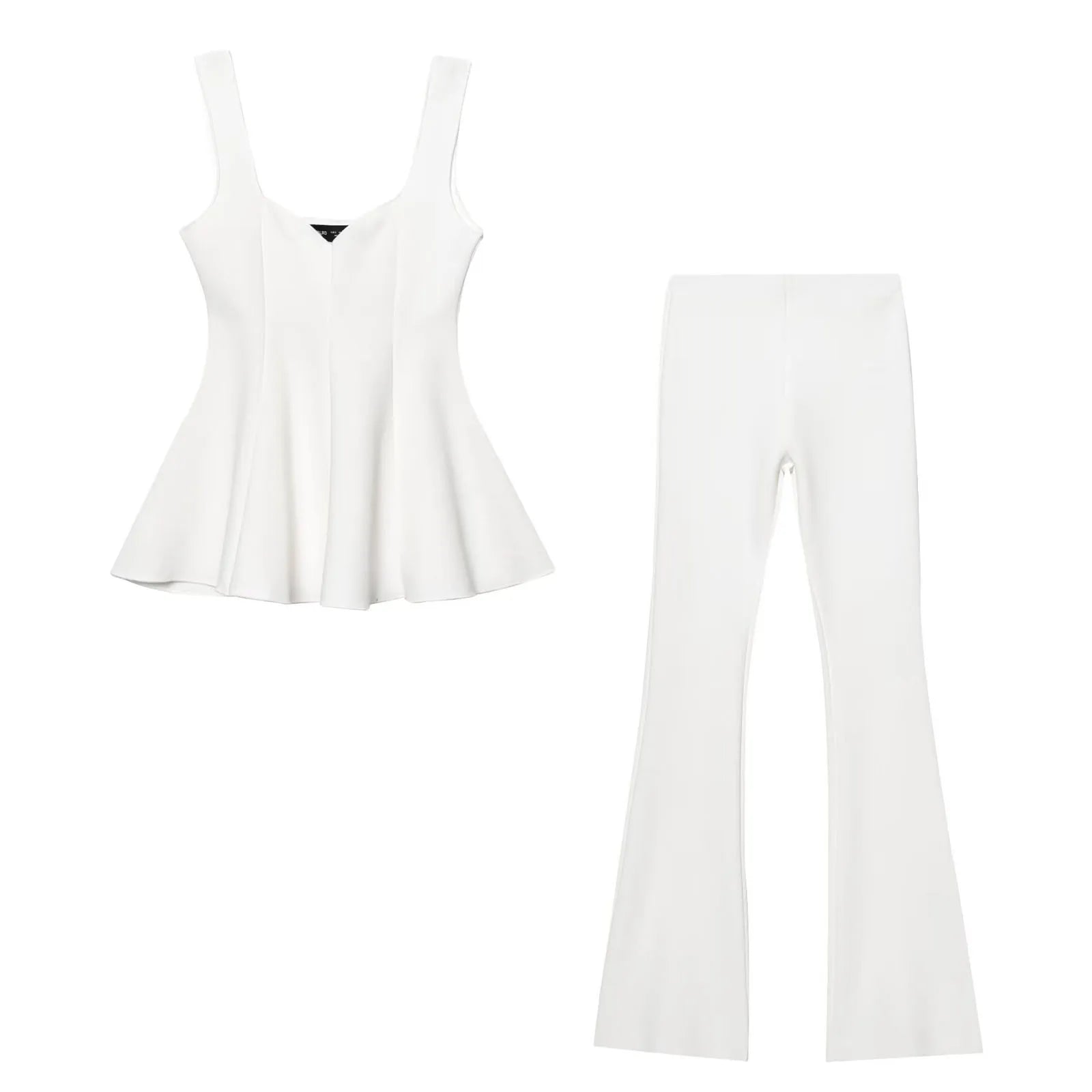Stylish Sleeveless Top and High Waist Flare Trousers Set
