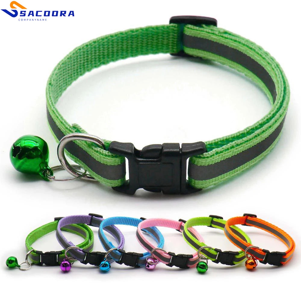 Reflective Bell Pet Collar for Small Dogs and Cats - 2 Pack