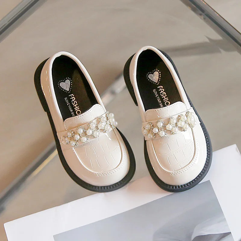 Black Leather Princess Shoes for Girls 2-18 Years Old