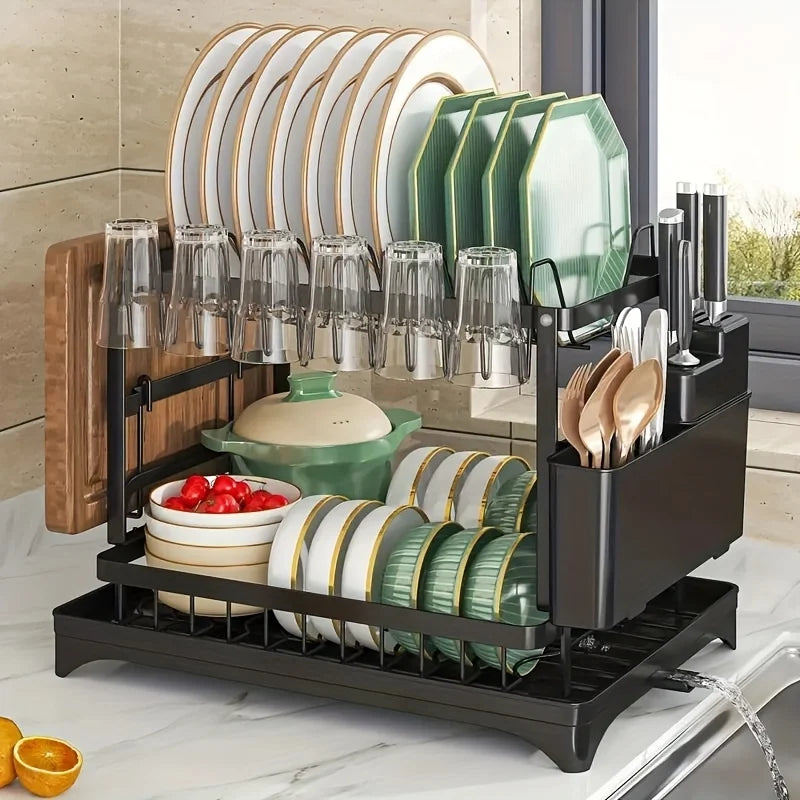Double-layer Stainless Steel Kitchen Bowl Drain Rack