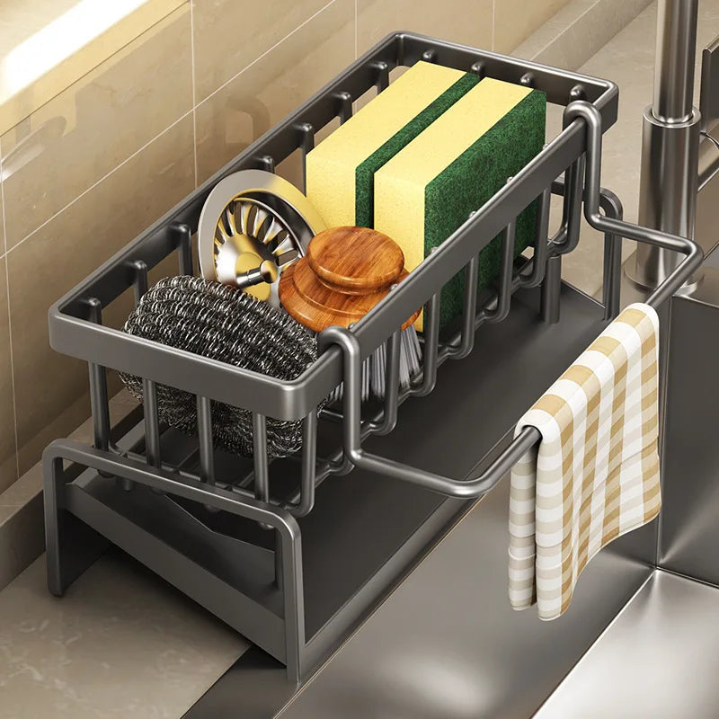 ABS Kitchen Spice Storage Shelf with Drainage Rack Organizer