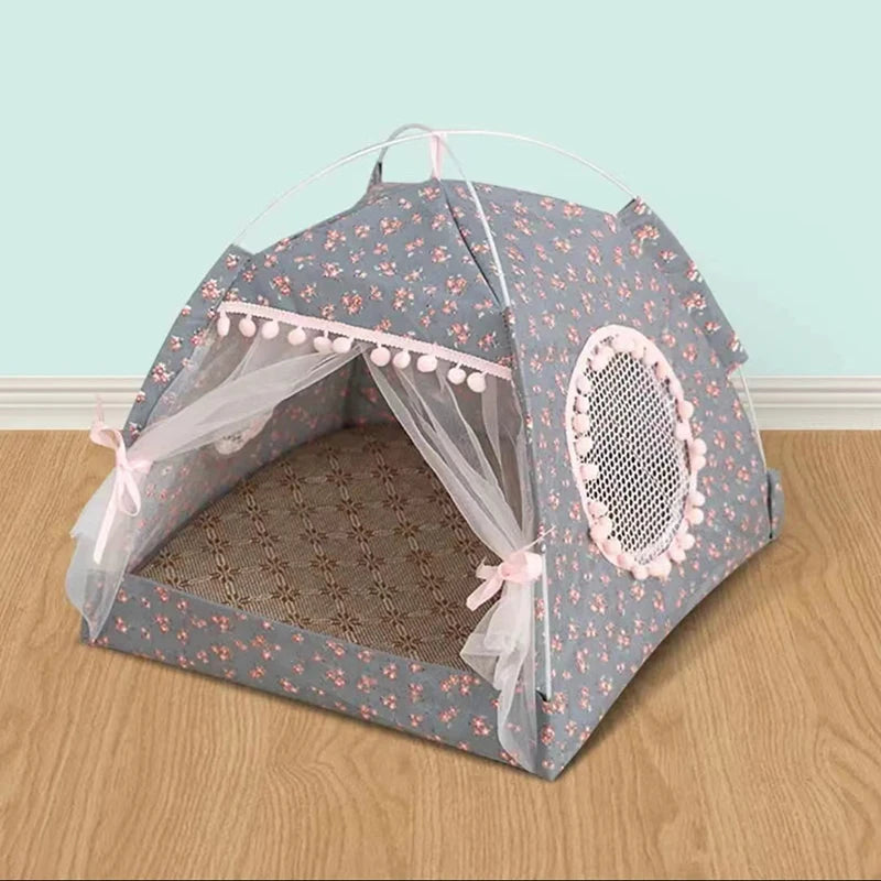 Charming Semi-Closed Flower Tent Nest for Pets