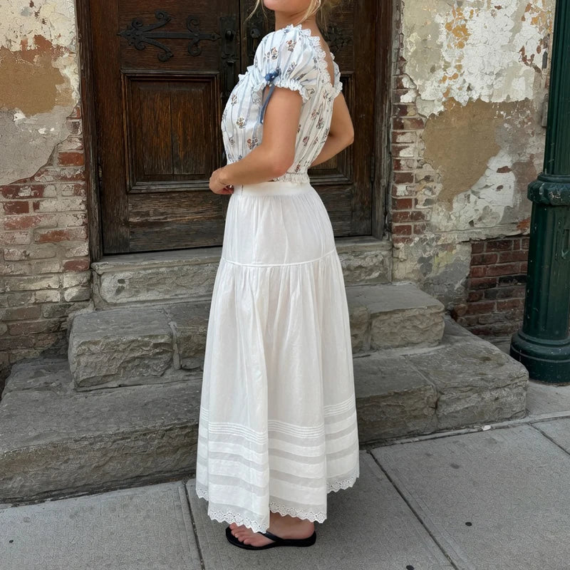 Chic High Waist Vintage A-line Skirt for Women