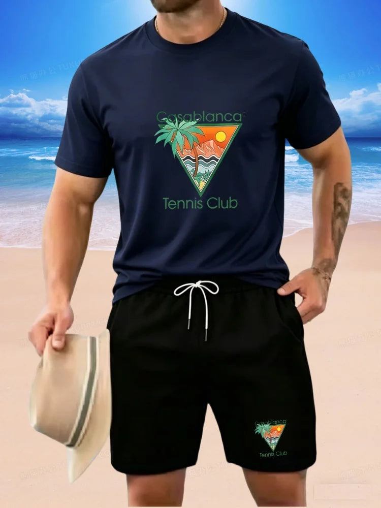 2026 New Trendy Men's Casual Set: A Simple and Stylish Short Sleeved Breathable Top and Pants Two-piece Set, Easy and Versatile