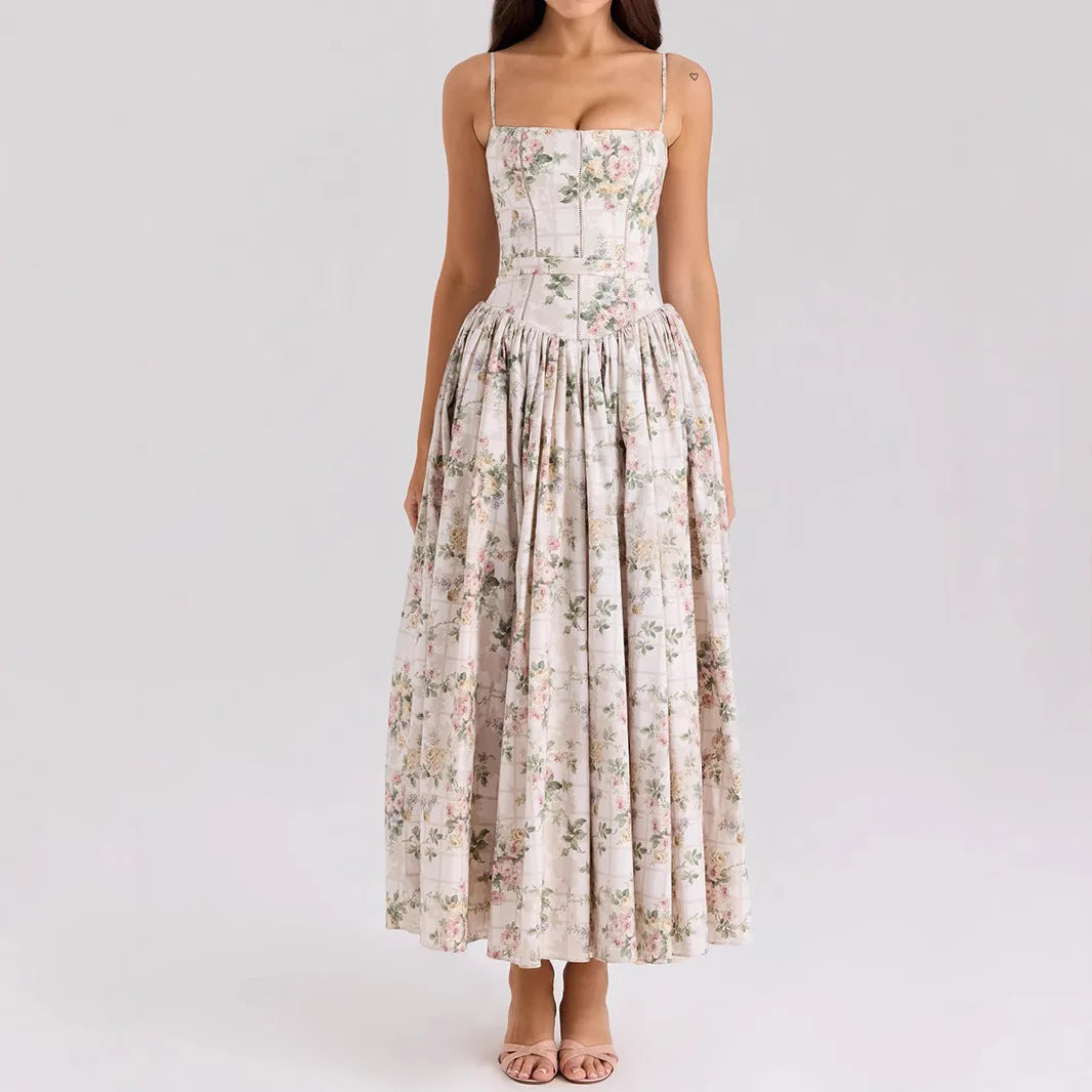 Suninheart Women's Midi Floral Print Dress for Summer 2025