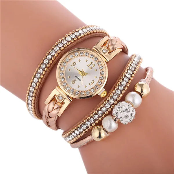 RUNERR Women's Leather Wrap Around Bracelet Watch Fashion
