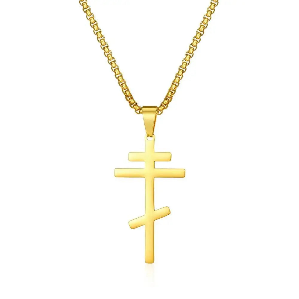 Stainless Steel Jerusalem Cross Pendant Necklace for Men