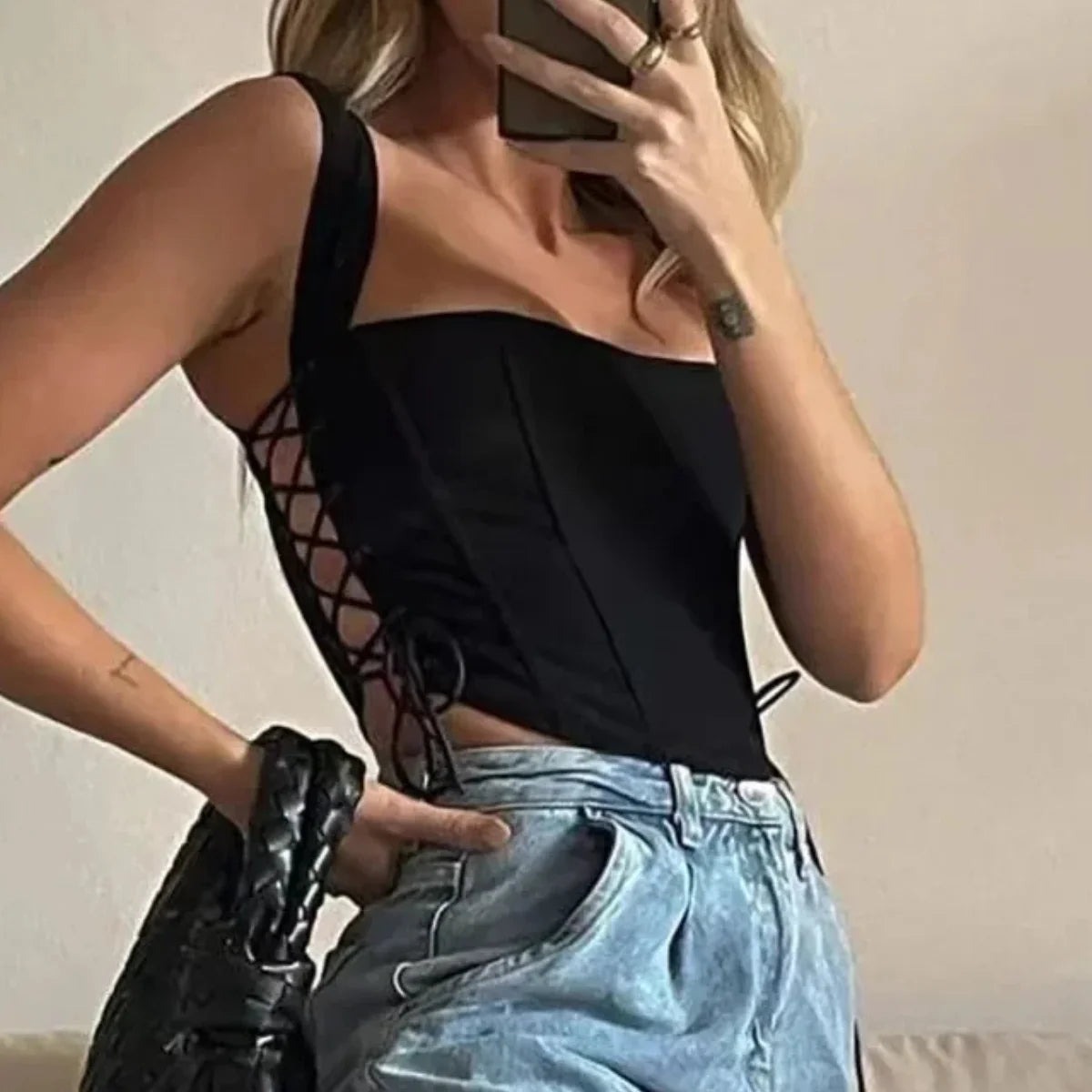Women’s Sexy Lace Up Crop Top Slim Shapewear Corset