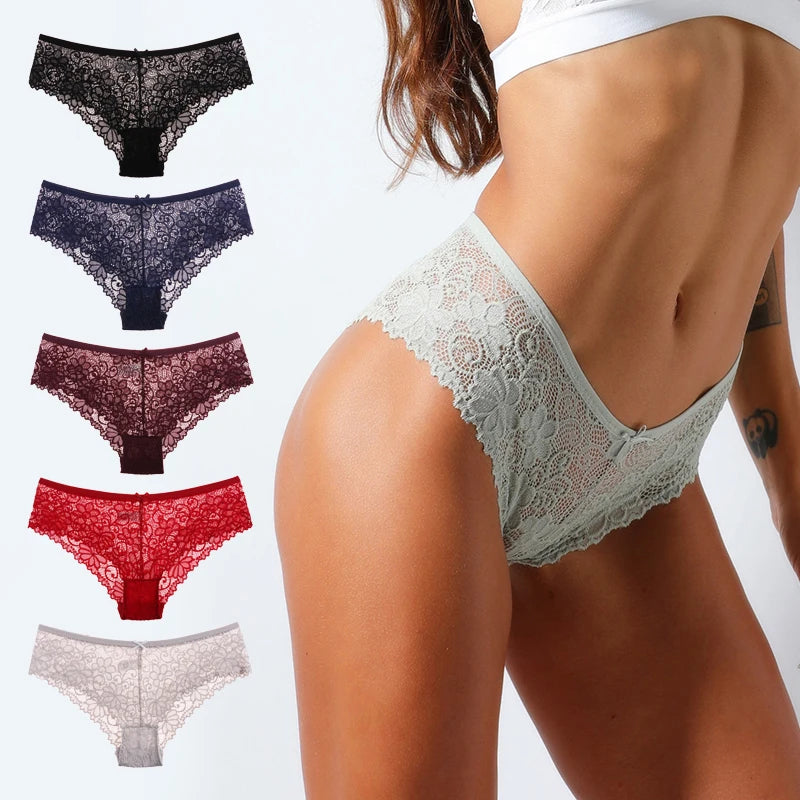 Lace Hollow Briefs Set for Women in Multiple Colors