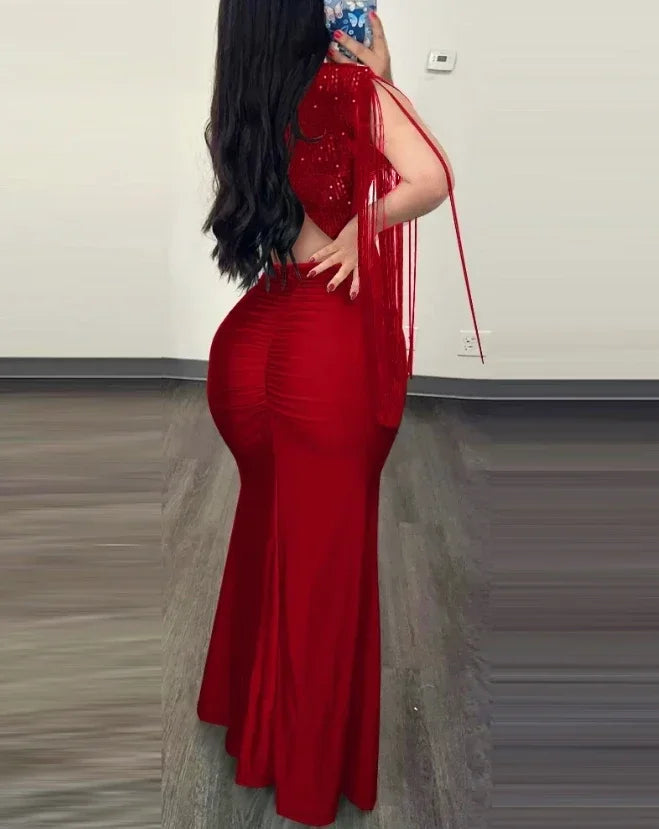 Glamorous Bodycon Evening Dress for Women in Polyester