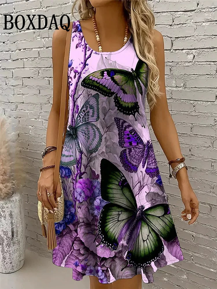 Butterfly Print Summer Sundress for Women by BOXDAQ