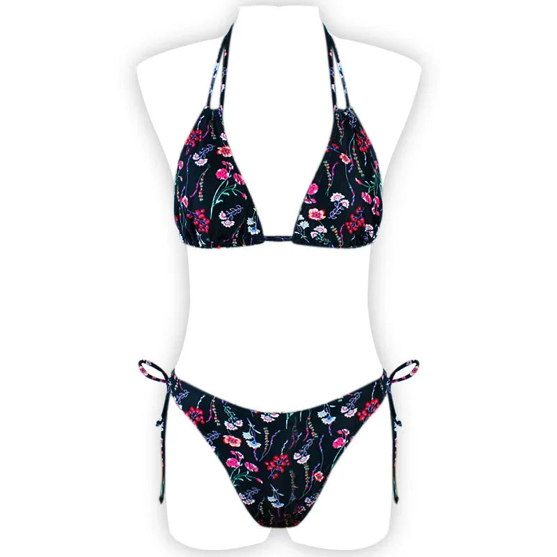 Floral Print Push Up Bikini Set for Women in Polyester Blend