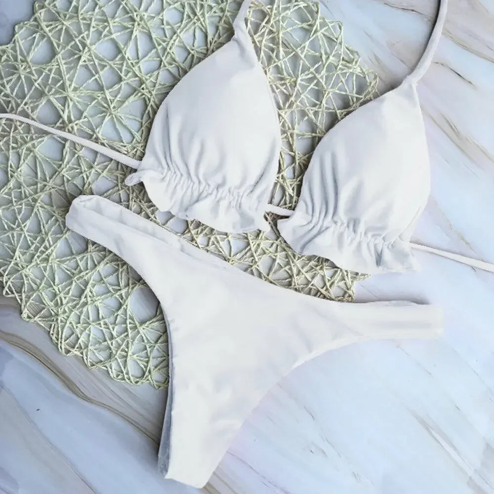 Trendy Push-up Brazilian Bikini Set for Women in Polyester