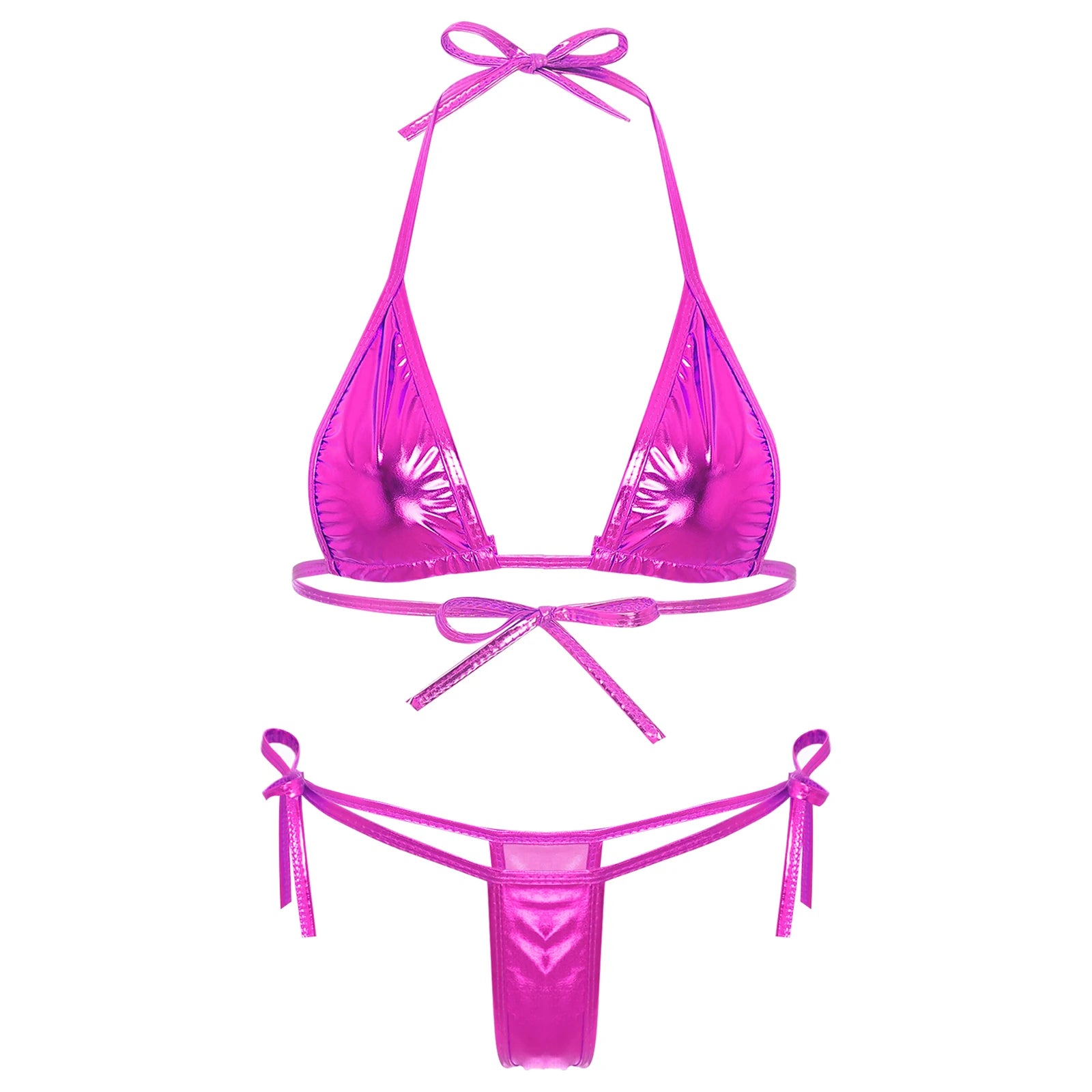 Metallic Shiny Brazilian Micro Bikini Set for Women