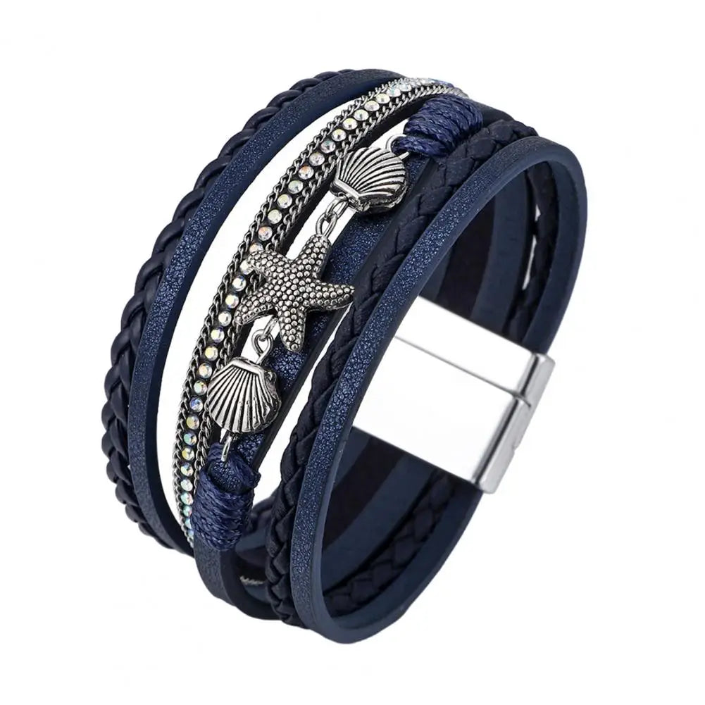 Multi-Layer Bohemian Faux Leather Braided Bracelet for Women