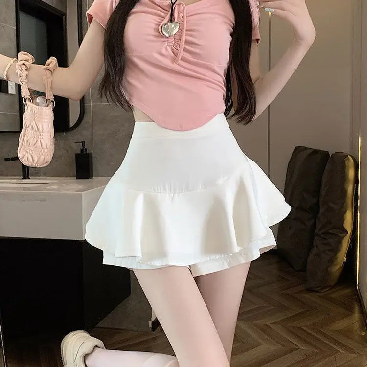 Stylish Short White A-Line Skirt for Women in Polyester