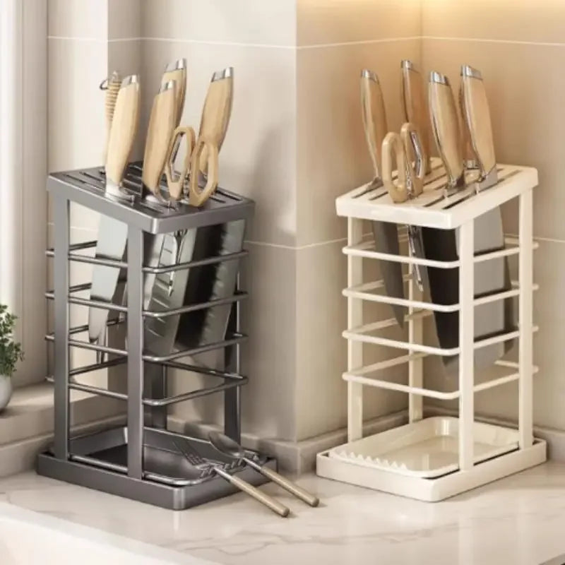 Multi-function Metal Dish Rack and Knife Holder for Kitchen