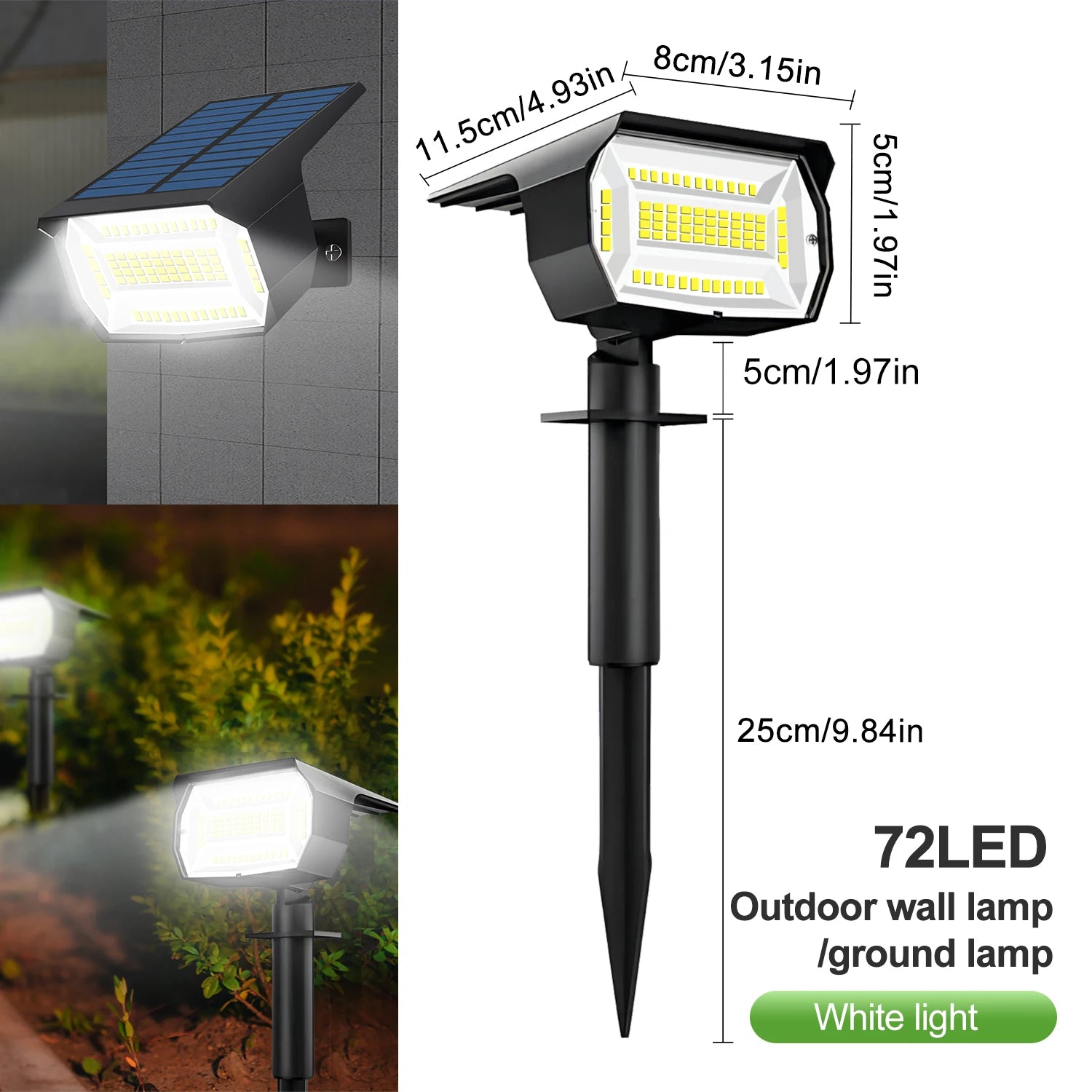 72 LED Solar Landscape Spotlights with IP65 Waterproof Design