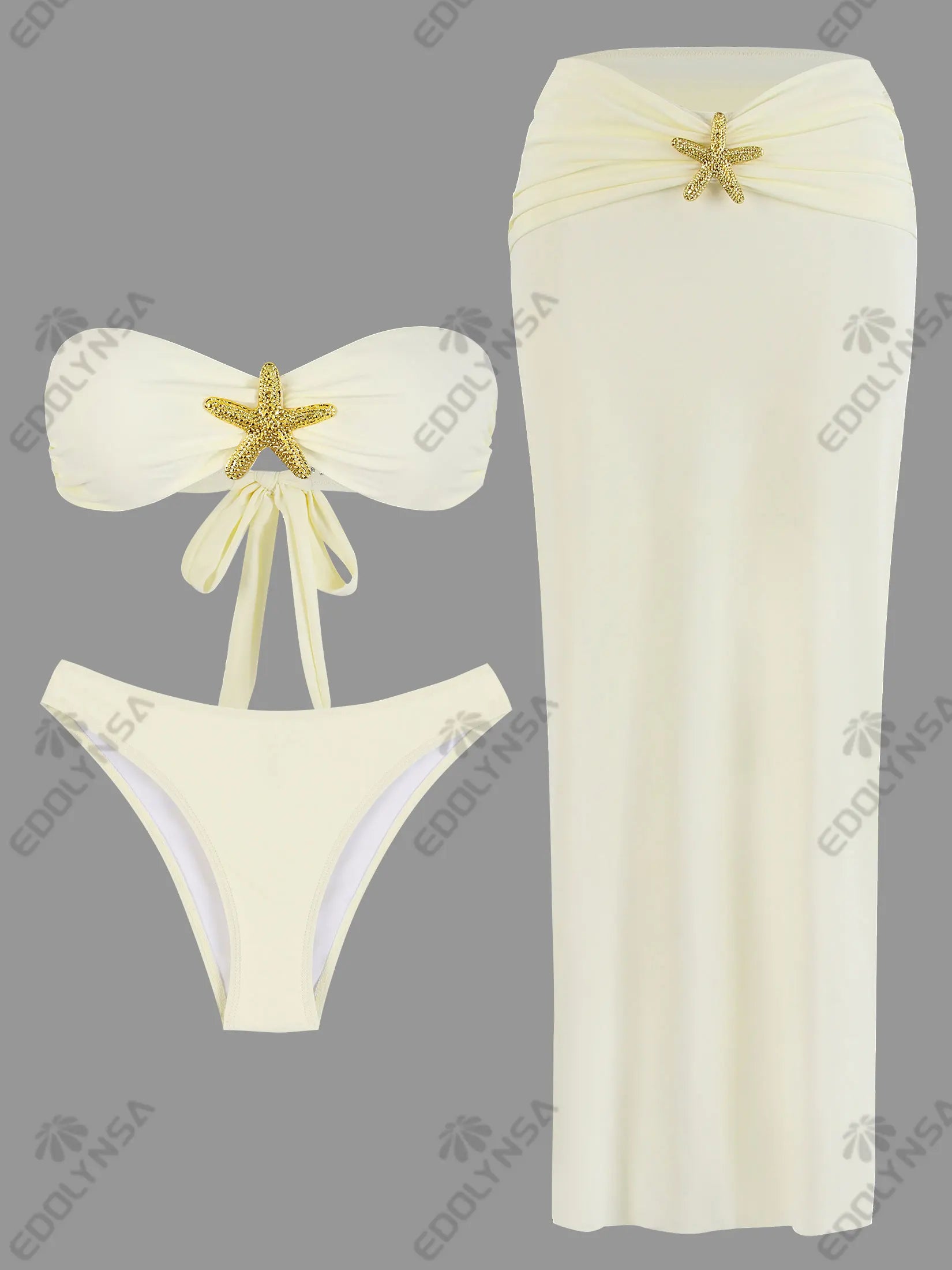 LORYLEI Women's Bandeau Bikini Set High Waist Beachwear