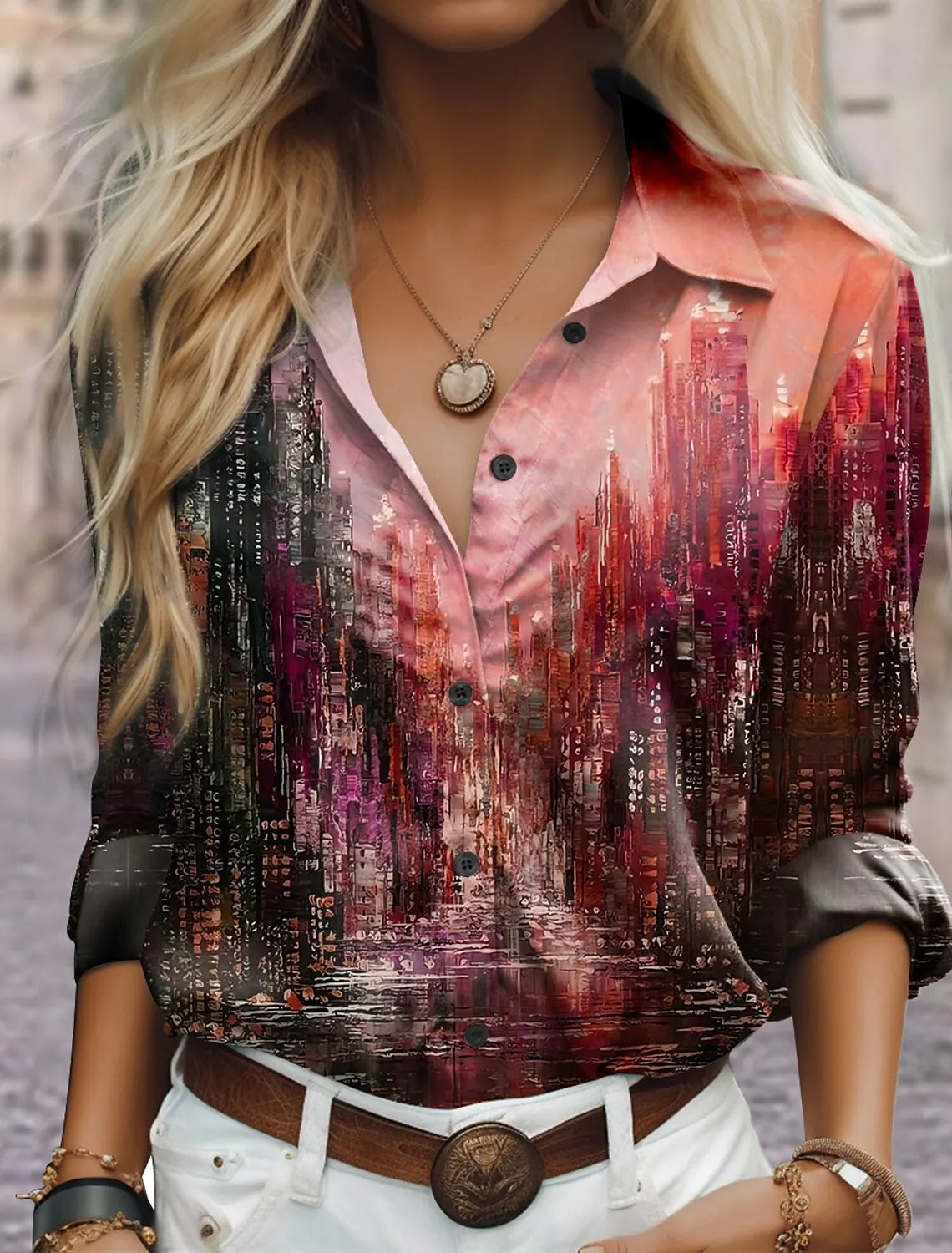 Women's Floral Printed Office Shirt for Autumn 2024