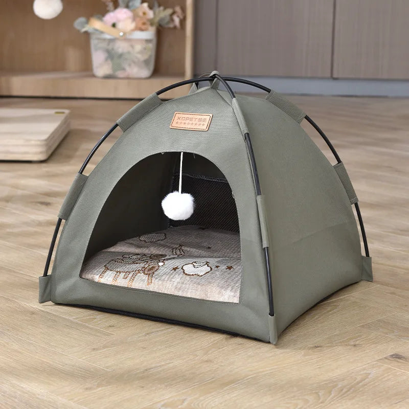 Outdoor-Style Semi-Enclosed Pet Tent for Small Pets