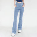 Flared Yoga Jeans for Women with Elastic Waist Design