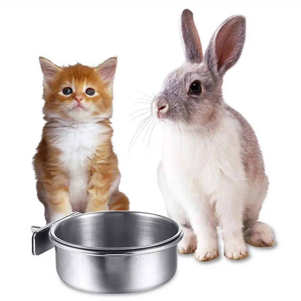 Heavy-Duty Stainless Steel Cage-Mount Pet Bowl