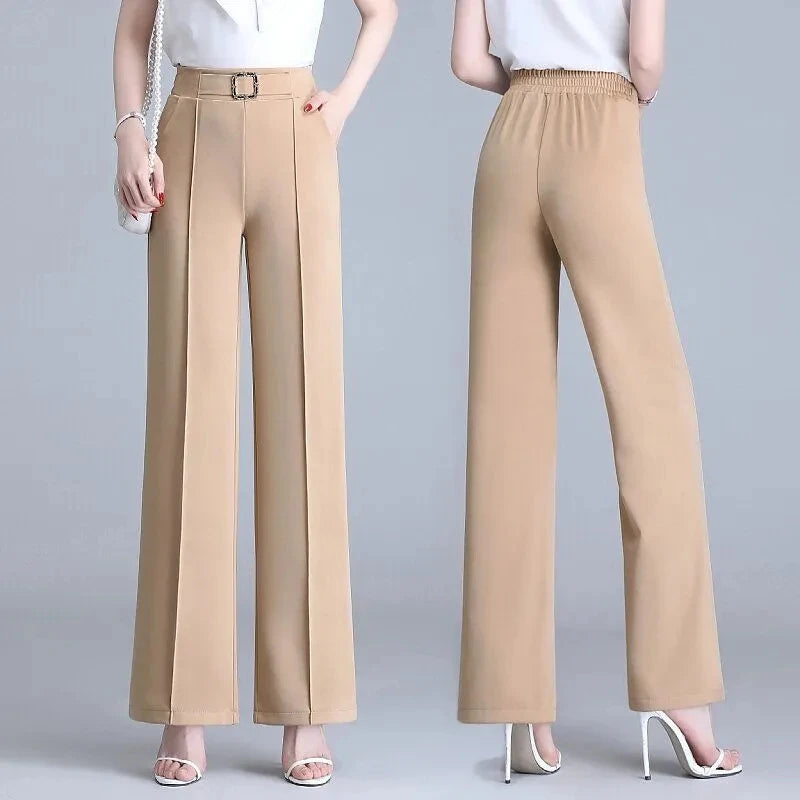 High Waist Wide Leg Pants for Women in White and Black