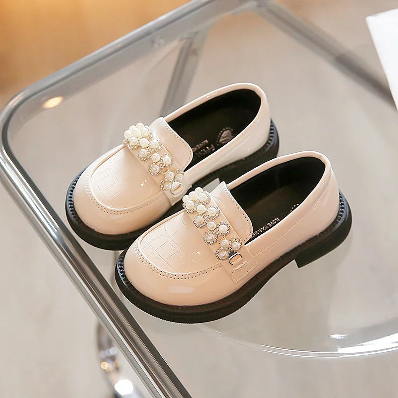 Black Leather Princess Shoes for Girls 2-18 Years Old