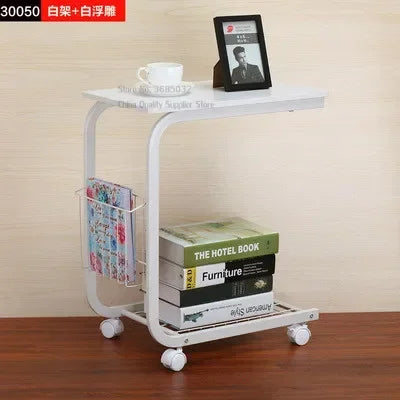 Modern Metal Living Room Table with Wheels and Storage