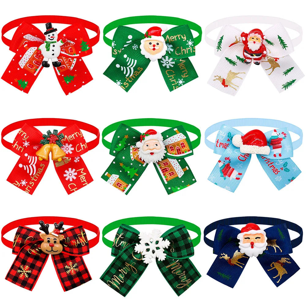 Vibrant Christmas Bow Tie Collection for Stylish Dogs