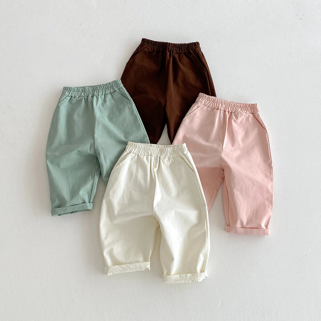 Cotton Elastic Waist Pants for Toddlers in Multiple Colors