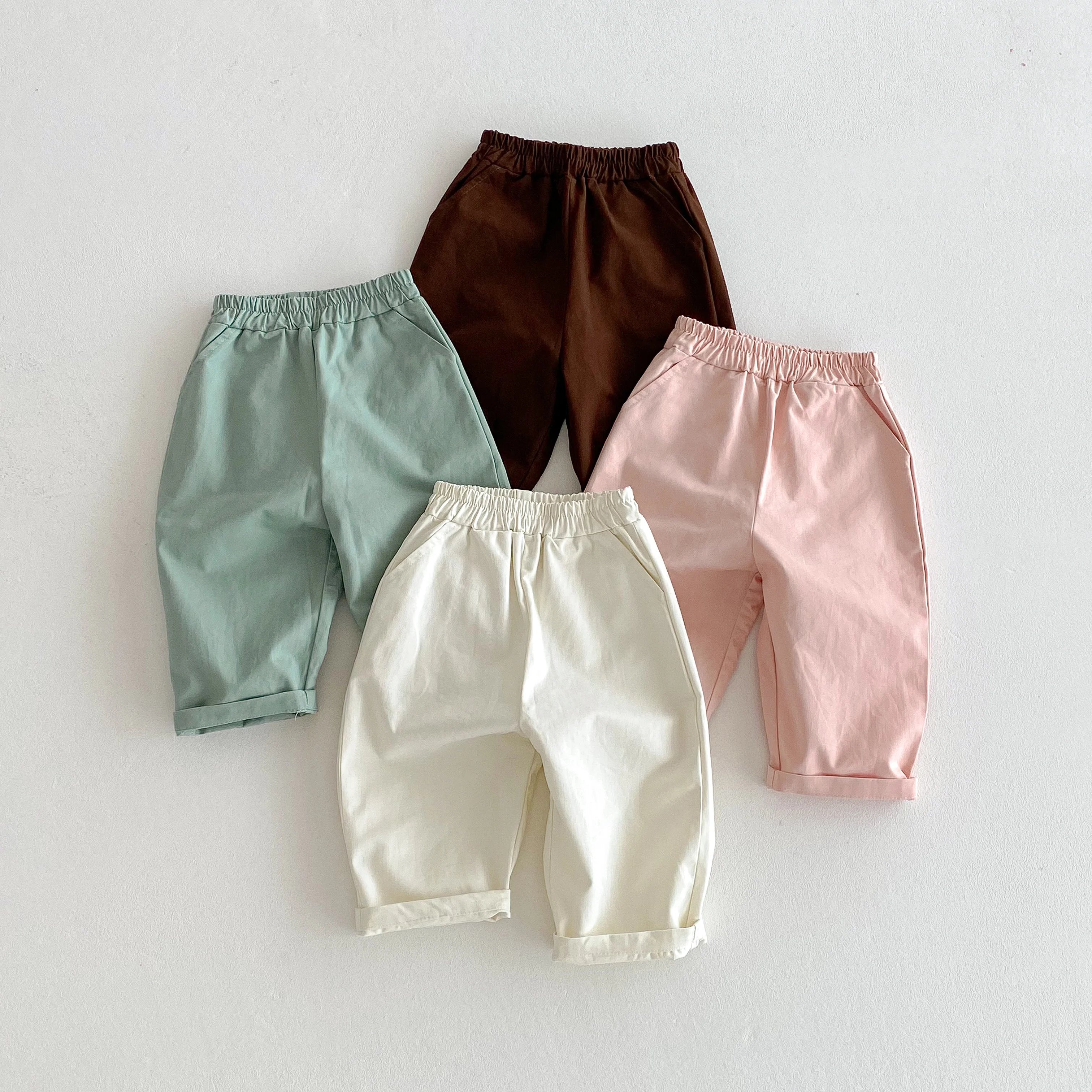 Cotton Elastic Waist Pants for Toddlers in Multiple Colors