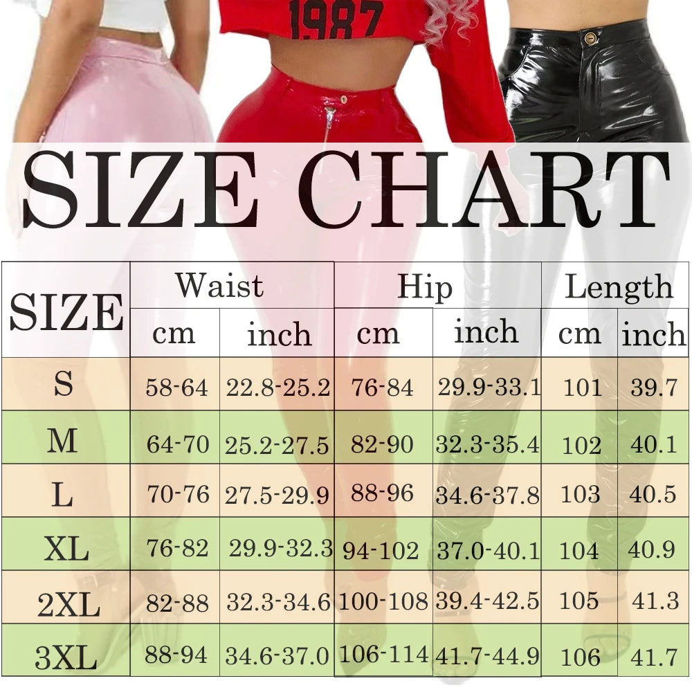 High Waist Faux Leather Skinny Leggings for Women