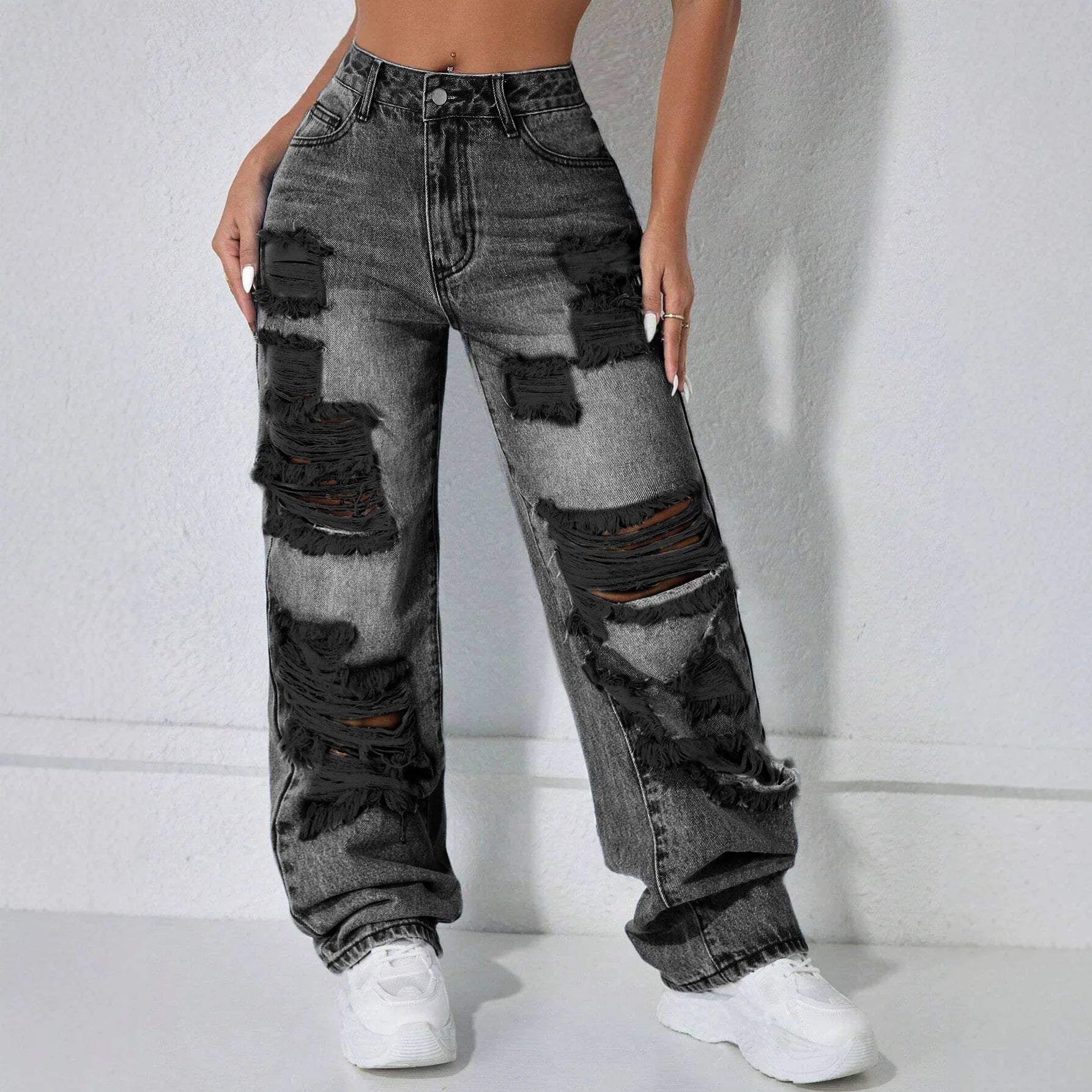 High Waist Wide Leg Denim Pants for Women Casual Summer