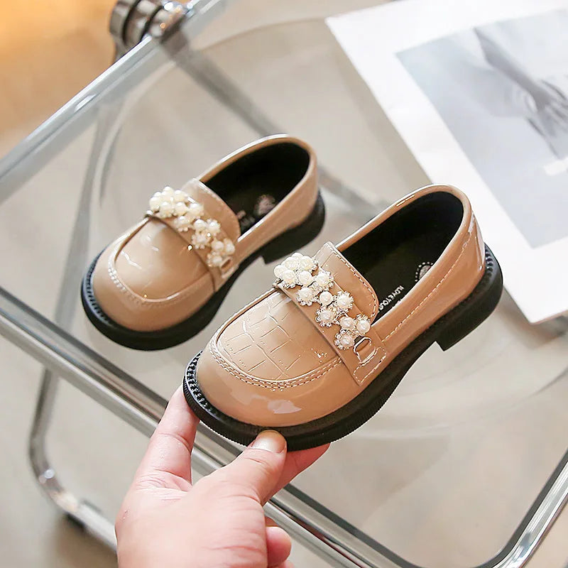 Black Leather Princess Shoes for Girls 2-18 Years Old