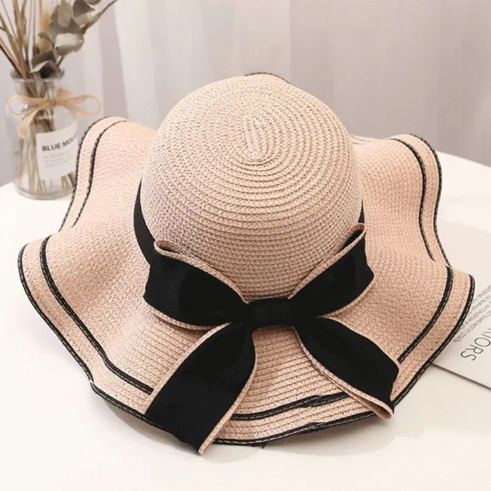 Women’s Casual Straw Sun Hat with Bowknot for Summer