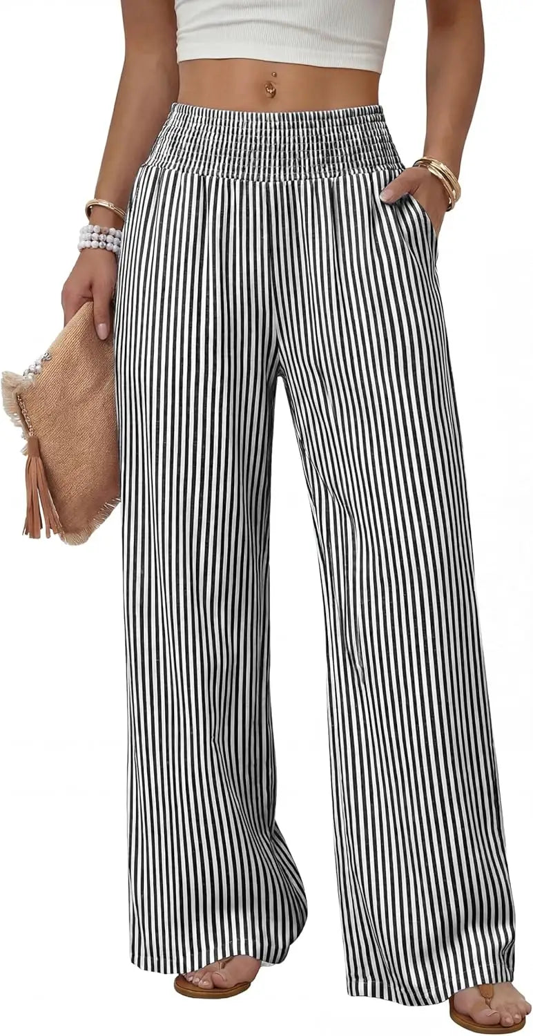 Comfortable High Waist Wide Leg Pants for Women with Pockets