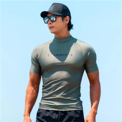 New Men Swimming T-shirt Swimsuit Beach UV Protection Rash Guard Diving Swimwear Long Sleeve Surfing Suit Surf Clothes Rashguard