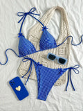 Women's Blue and White Plaid Two-Piece Bikini Set