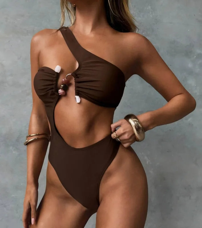 MsChuh Women's Solid Color Bikini Swimsuit Set in Polyester