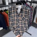 2026 Autumn New Men's Printed Striped Long Sleeved Shirt Casual Fashion Versatile Men's Top