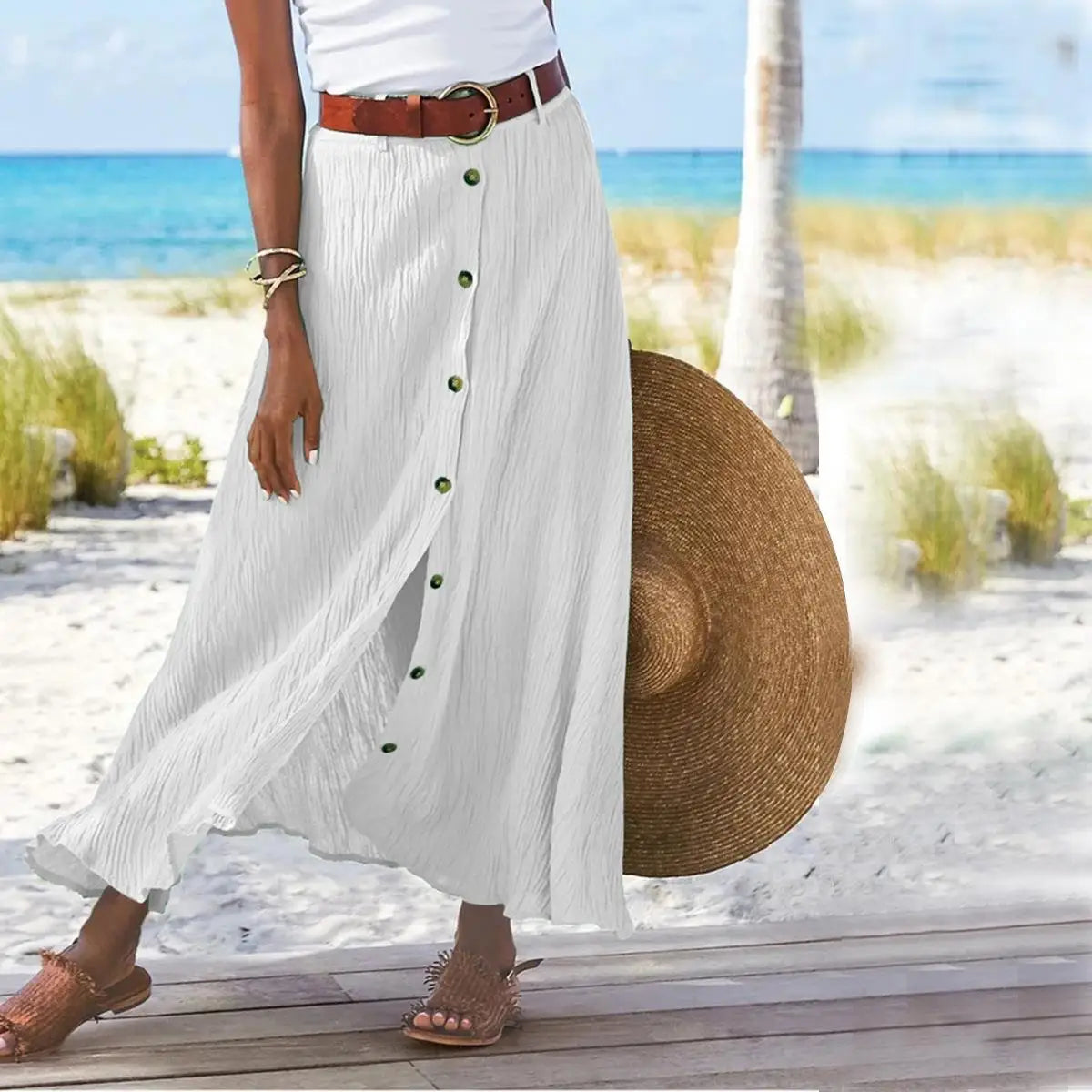 Cotton A-Line Long Skirt for Women by owner girl