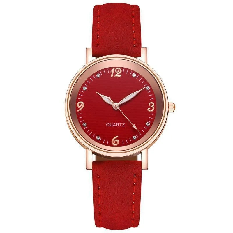 Elegant Women's Quartz Watch with Leather Band and Luminous Dial