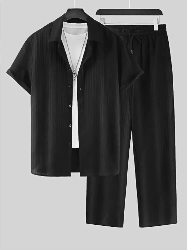 Ayrbao Men's Casual Summer Suit Set for Travel and Leisure